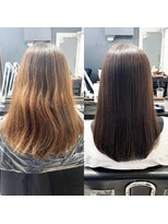 シンズ 銀座(sins)&nbsp;ハイライト履歴のダメージ毛に髪質改善酸性ストレート