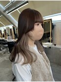 ミルクティーインナーカラーでイヤリングカラーでダブルカラー