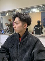 メリケンバーバーショップ フクオカ(MERICAN BARBERSHOP FUK)&nbsp;ハイライトマッシュパーマウルフアッシュブラック