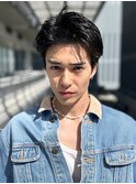 アッシュブラック大人ショートカルマパーマ