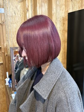 アフターニュース 新潟(afternews) ボブ/カシスピンク/ブリーチ/ダブルカラー/髪質改善/新潟
