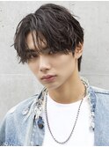 シャドウツイストパーマアップバングニュアンスパーマツーブロ