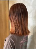逗子葉山オレンジグラデーション脱ブリーチエンドカラー前髪k73
