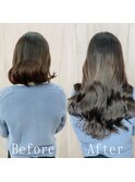 ナチュラルブラック#シールエクステ#ゆるふわウェーブ#前髪#仙台