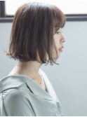 大人ナチュラルボブ外ハネワンカール×髪質改善アッシュオリーブ