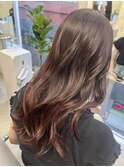 ピンクブラウン×髪質改善カラー×暖色系×血色カラー×神戸三宮