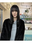 ワイドバングブルーブラックアッシュブラックネイビーカラー