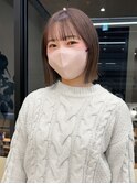 切りっぱなしボブ小顔カットグレージュミルクティ