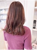 福山市Caary美容室秋先取りコーラルピンクカラー赤みカラー