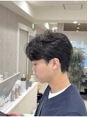 コンマバング/センター分け/ニュアンスパーマ/メンズパーマ