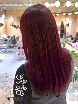 ピクチャー(PICTURE) 赤髪/レッドカラー/ブリーチなし/カット＆カラー/グラデーション