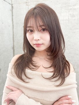 ロンドホットリップ 立川(Lond hot lip) グレージュブラウン/ミディアムレイヤー/韓国巻き/顔周りカット