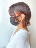 【morio原宿】夏ヘアカラー　インナーカラーオレンジ