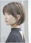 ★ワンレンボブルフ黒髪ネビージュ小顔ぱっつん前髪ウルフパーマ