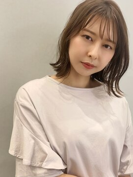 ラグーン(LAGOON) 大人可愛いミディアムボブ小顔20代30代40代グレージュ