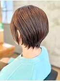 大人かわいまるみショートボブナチュラルブラウンツヤ髪20代30代