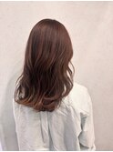 オレンジベージュ×ナチュラルセミロング