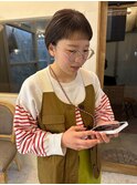 耳掛けショート×ショートバング