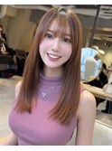 縮毛矯正/髪質改善トリートメント/ミディアムヘア/グレージュ