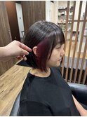 レイヤーボブ　インナーカラー　ピンクヴィオレット