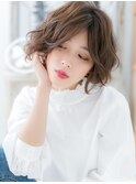 ★センターパートxウェーブパーマ小顔ふわミディ20代30代40代★6