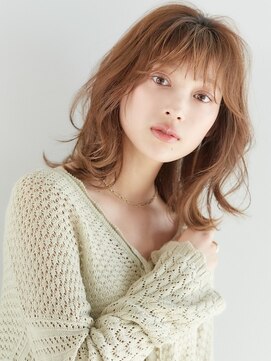 フォンズ(FONS) 韓国風くびれレイヤー×シアーベージュ ヘルシー エアリーミディ