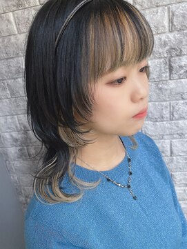 リアイス(Re:ICE) ミニウルフ/くすみブルー/流れるレイヤー/インナーハイライト