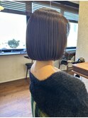 20×30×40代×秋冬×切りっぱなしボブ×チャコールベージュ