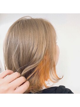 テーラヘアー 牛久店(TELA HAIR) ミルクティーベージュ＋インナーオレンジ【TELAHAIR牛久】