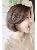 あご下ボブ アッシュ フェイスラインハイライト2