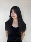 ロングヘアー×オリーブグレー