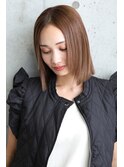 センターパート小顔姫カットレイヤー透明感ボブマロンベージュ