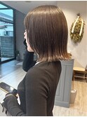 ミニボブ◎透明感秋カラーブラウン×切りっぱなし外ハネボブ