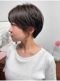 20代30代秋冬暗髪カラーレイヤーボブパーマ小顔ショート