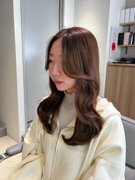 ミルクブラウン＊ブリーチなしベージュ＊顔まわりカット