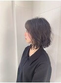 77. 黒髪パーマ/パーマボブ/似合わせ/ツヤ感/垢抜け