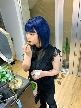 アルカナ 明治神宮前原宿(ARCANA) ウルフカット ボブ ブルーカラー ネイビーブルー ターコイズ