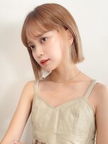 くびれヘアアプリコットオレンジ夏ヘアハイライトカラー