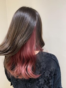 アズール 草加(azule) インナーカラー　ブラウン×ローズピンク