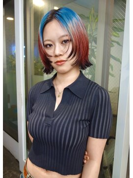 レコ 渋谷(LECO) デザインウルフボブレッドブルーハイトーンケアブリーチ