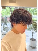 外国人風メンズカーリー×暖色系カラー