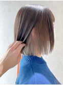小顔セミウェットウェーブピンクベージュハイライトカラー