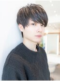 アッシュブラック/マッシュパーマ/刈り上げ/ツーブロック
