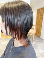 スナオ(sunao)&nbsp;インナーカラーオレンジ×ウルフボブ