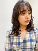 くびれヘア小顔カットレイヤーカットオリーブアッシュミディアム
