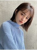 【小顔　似合わせ　】　シースルーバングがかわいいボブ