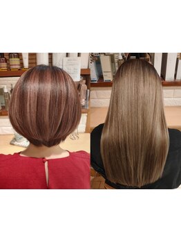 ＜髪質改善【高濃度水素トリートメント】+艶カラー15,000円＞ウル艶のカラーメニューをご提案（白髪◎）!