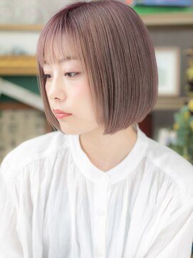 カバーヘア ブリス 北浦和(COVER HAIR bliss) ミルクティーピンク切りっぱなしボブディA1北浦和10代20代30代