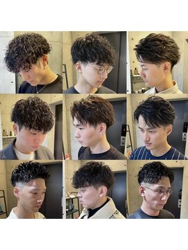 ブルニール 中崎町(BLEUNIR) 30代　メンズ　パーマ　ツイストスパイラル　センターパート