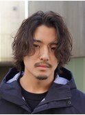 原宿ゆるめツイストスパイラルパーマメンズカットセンターパート